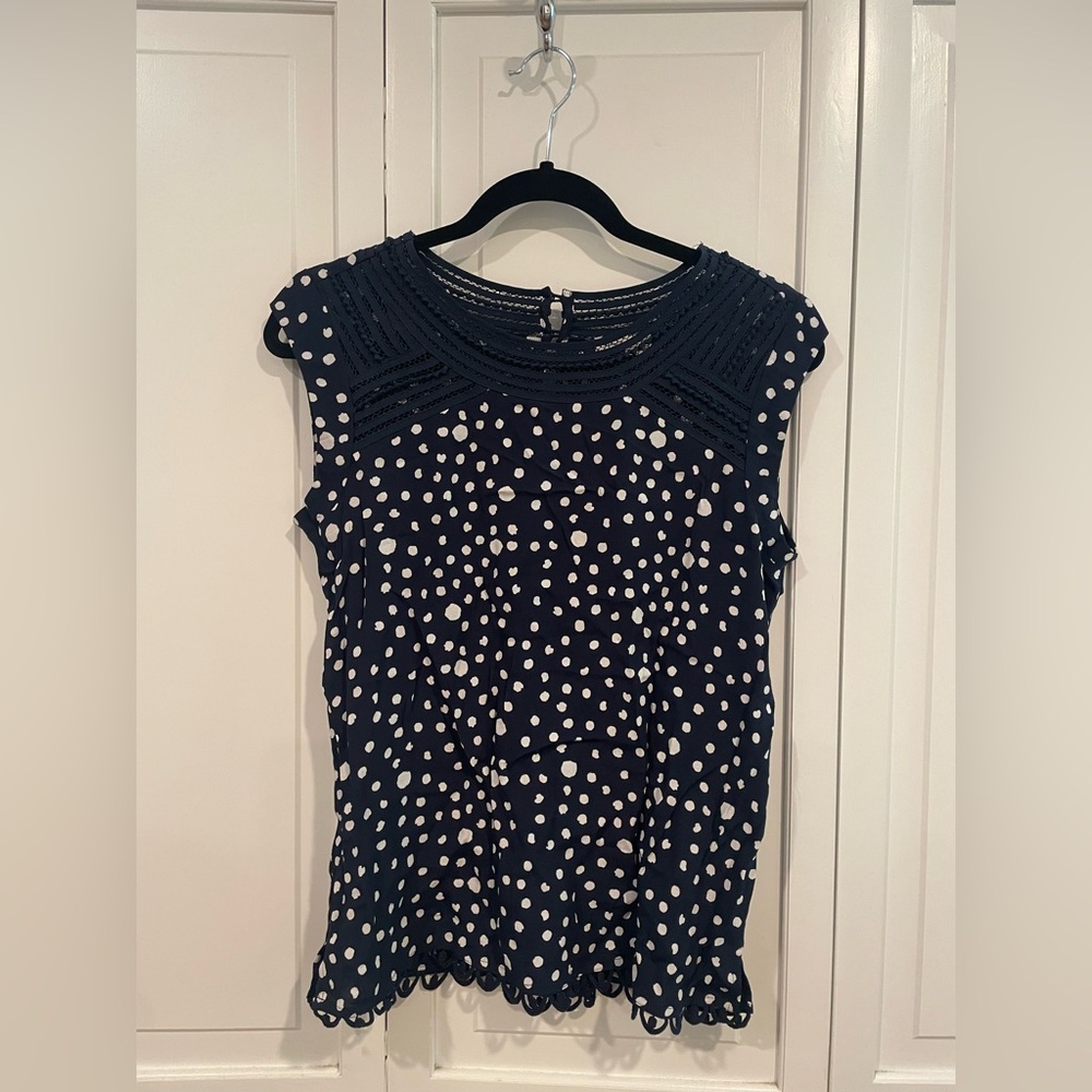 Anthropologie {Meadow Rue} Navy Dot Pattern Top